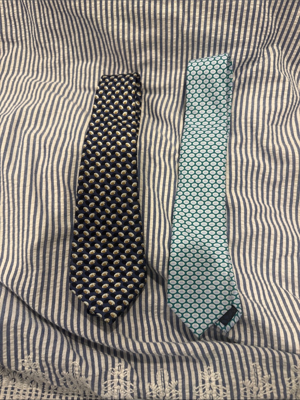 Men's Navy and Teal Patterned Silk Ties - Classic Formal Style